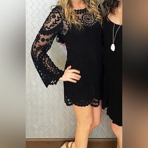 Black lace free people dress